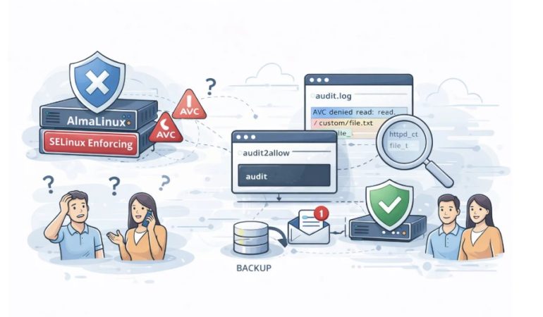 SELinux на AlmaLinux без отключения Enforcing: генерация policy-модуля по audit.log и отладка контекста файлов